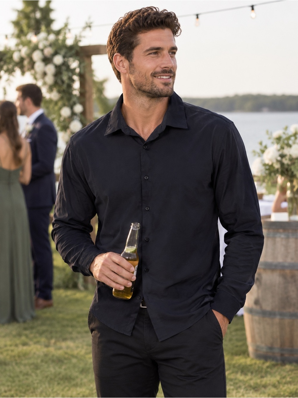 ZARA Men’s Dark Navy Button-Up Shirt